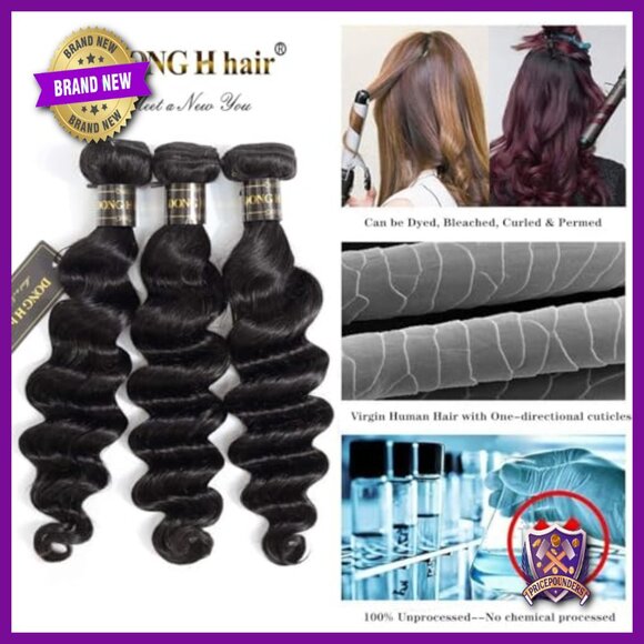 3 Bundles Peruvian Virgin Human Hair Loose Deep Wave Extensions 16-20\